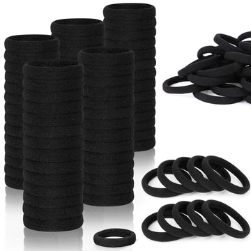 MISSJOJIAY gomas para cabello 200 piezas negras, paquete práctico para niñas.