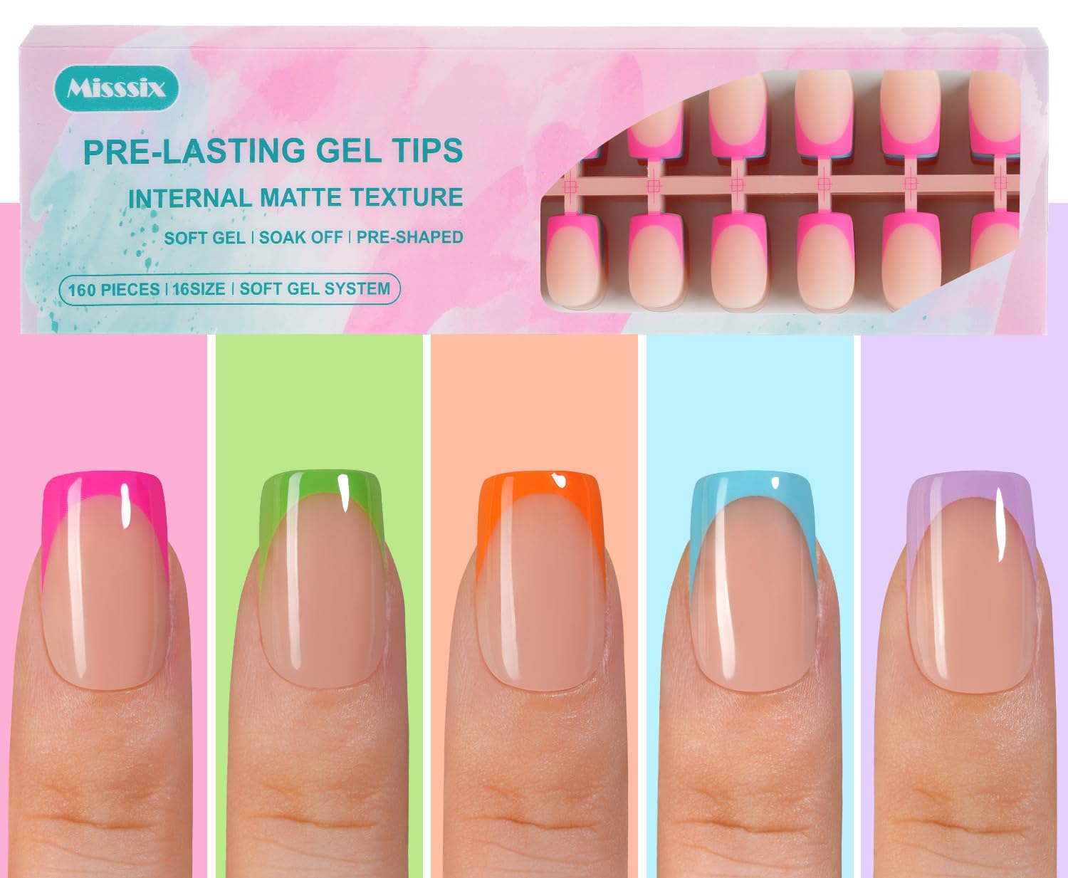 Misssix French Gel Nail Tips collection for quick at-home manicure