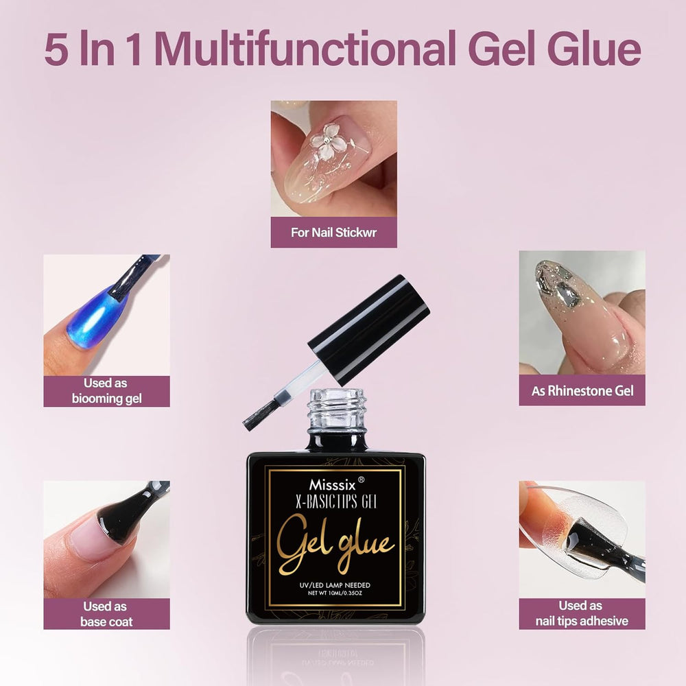 Misssix tips in 12 sizes ensure a snug nail fit.