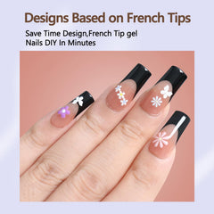Misssix tips gel French noir 15 tailles pour un ajustement précis