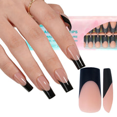 Misssix tips gel French noir ensemble 240 pièces pour une pose facile
