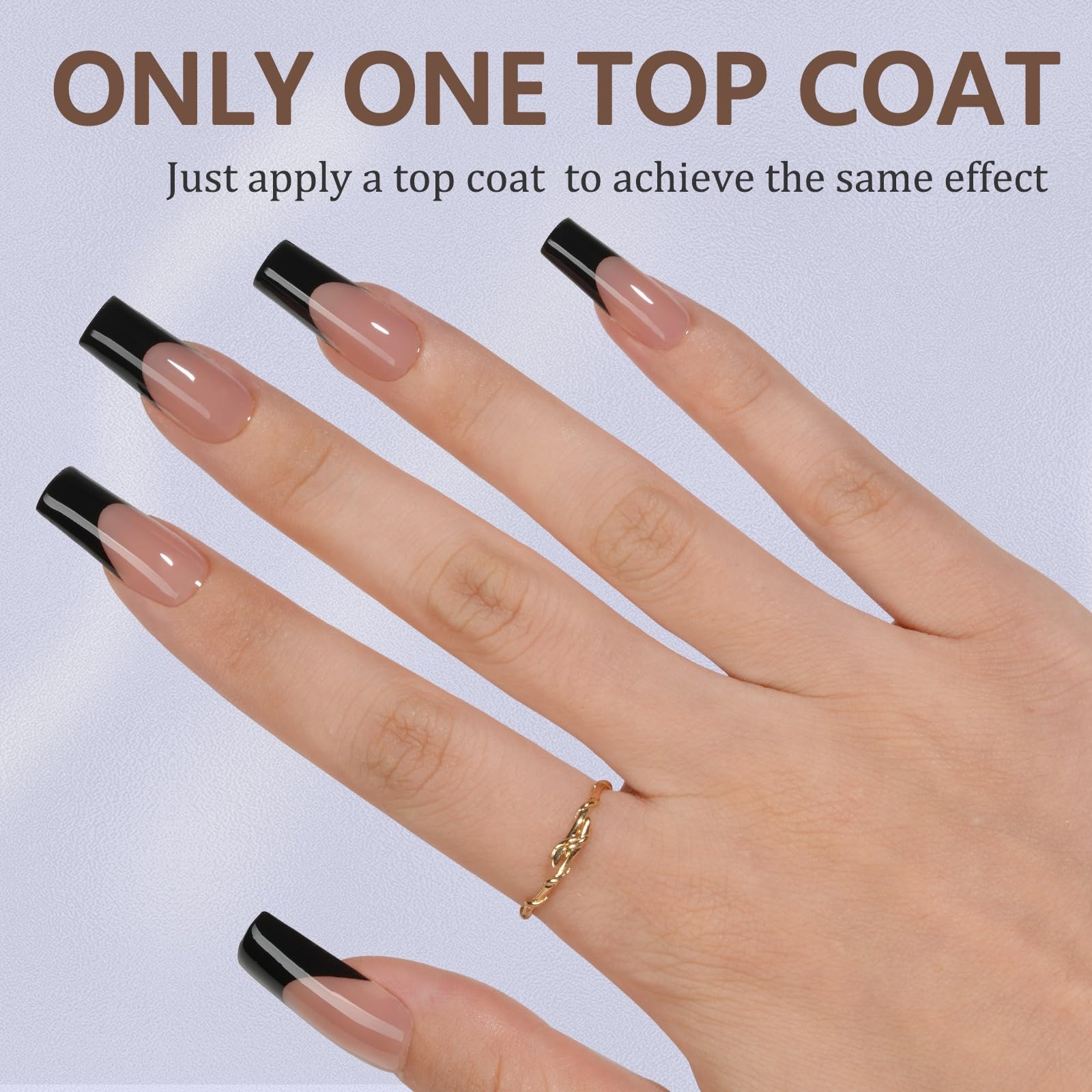 Misssix tips gel French noir texture mate interne améliore l'adhérence