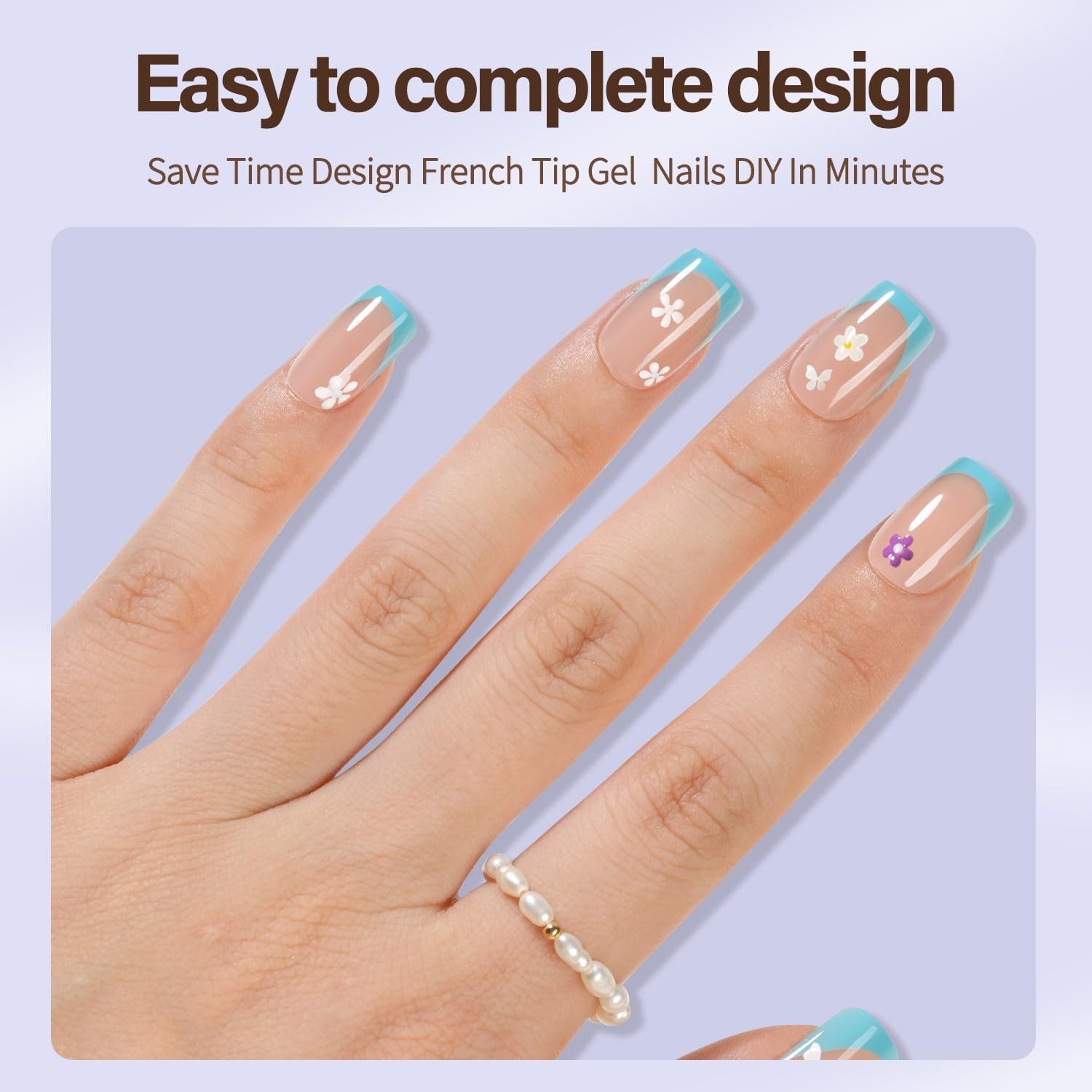 Misssix XBASICTIPS: estuche de 15 tallas para ajuste cómodo y preciso de uñas francesas.