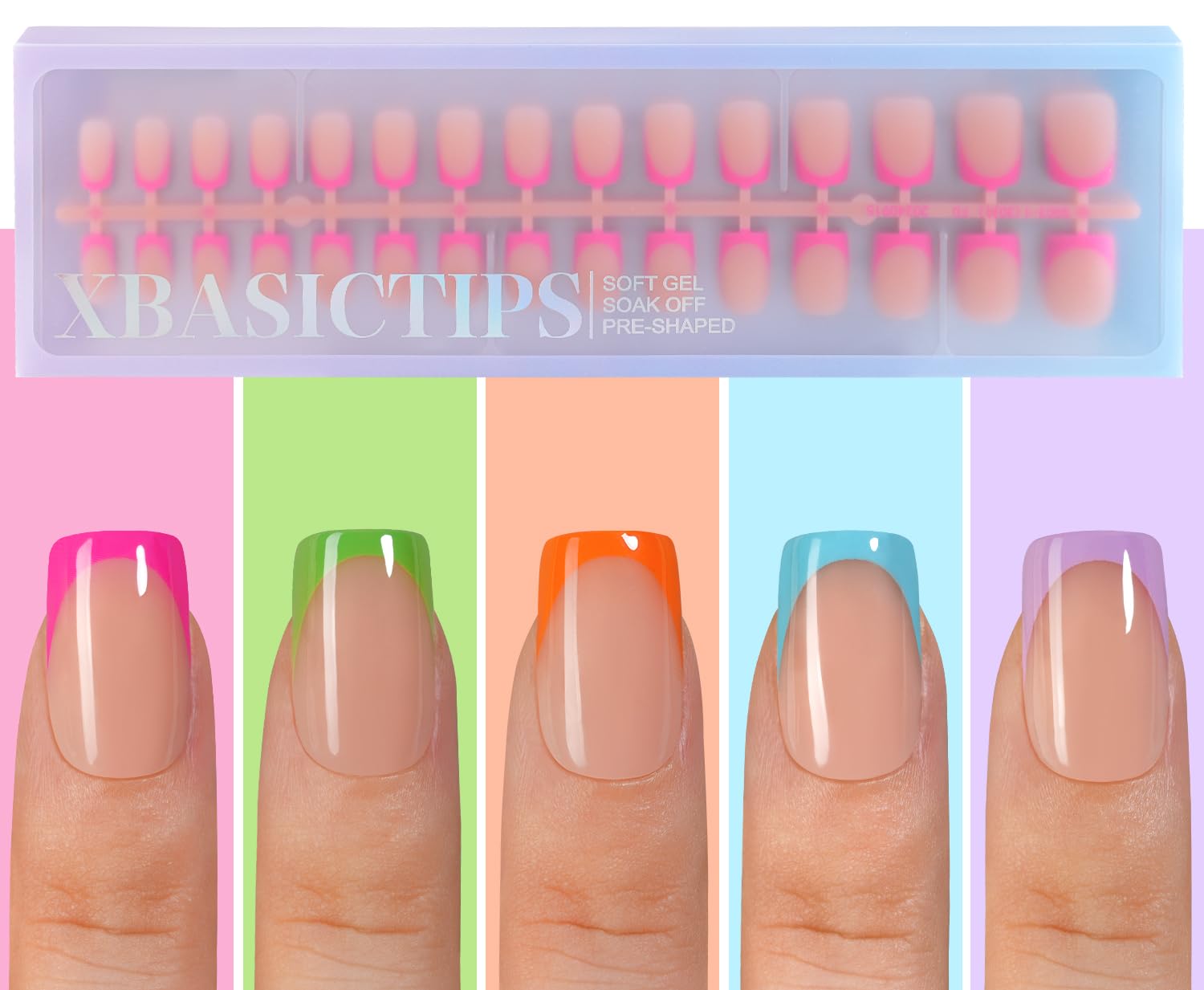 Misssix XBASICTIPS: uñas francesas en gel listas para pegar con acabado uniforme.