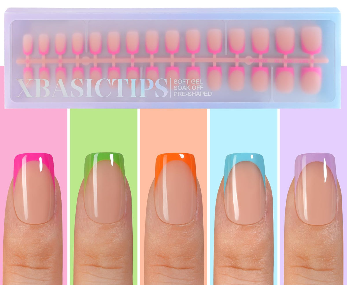 Misssix XBASICTIPS: uñas francesas en gel listas para pegar con acabado uniforme.