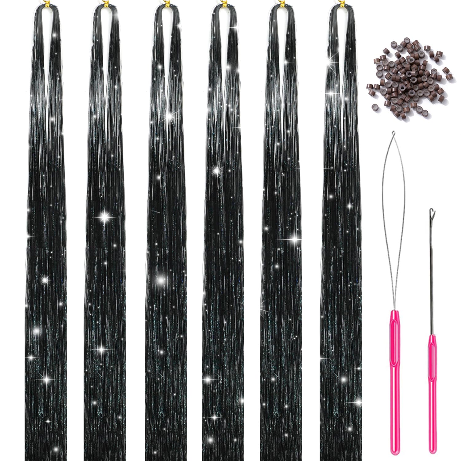 MISSUHUI extenciones de cabello destellos 1200 hilos negros para brillo intenso