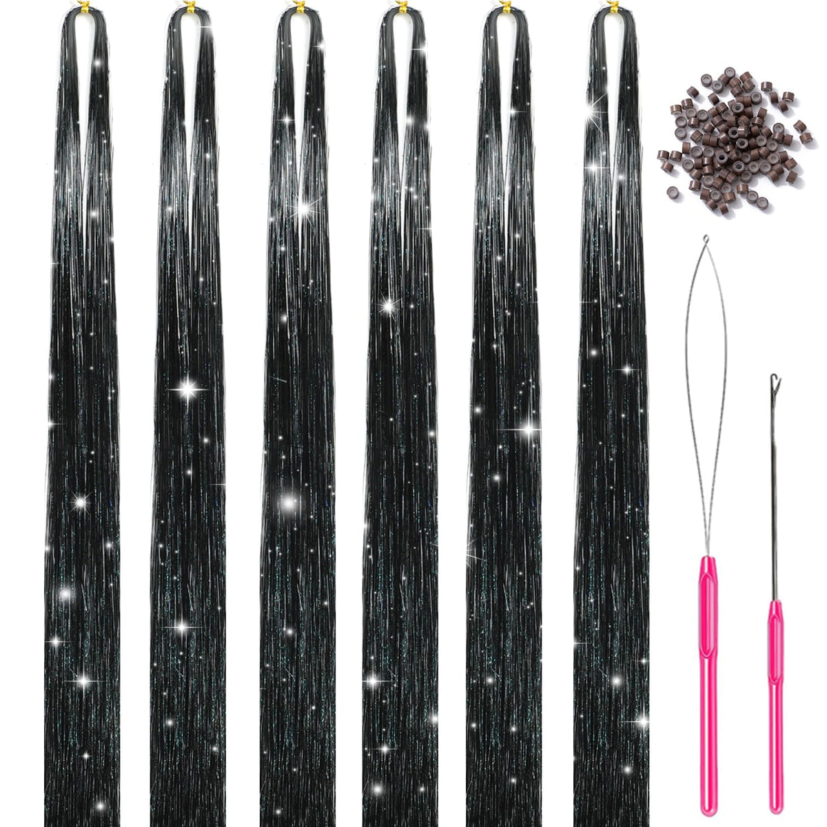 MISSUHUI extenciones de cabello destellos 1200 hilos negros para brillo intenso
