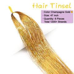 MISSUHUI mechas brillantes para cabello dorado, ideal para fiestas