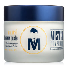 Mister Pompadour: pasta cera natural en empaque práctico para un estilo duradero.