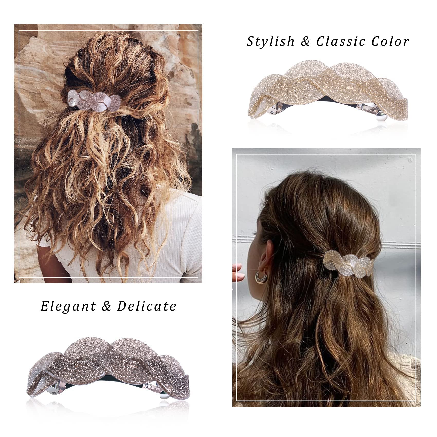 Mistofu pinzas grandes, cierre antideslizante, ideal para cabello grueso o fino.