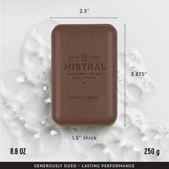 Mistral Bourbon Vanilla: barra con ingredientes naturales para piel hidratada.