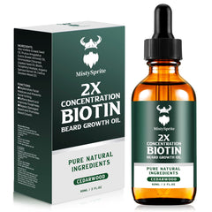 MistySprite aceite para barba Biotina, frente a la botella para cuidado diario