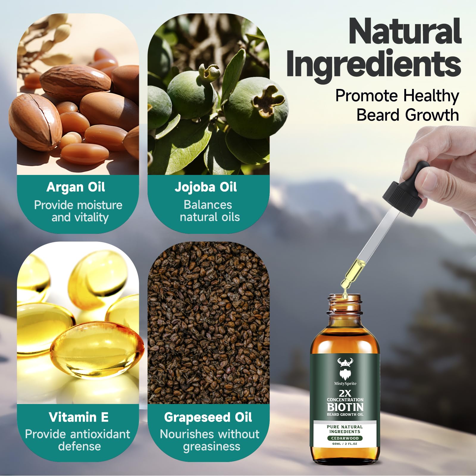Textura ligera y no grasa del aceite MistySprite para barba