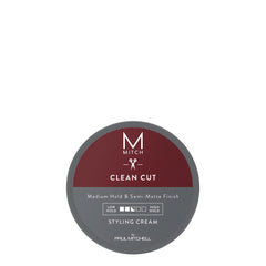MITCH Clean Cut Styling Cream jar showing pliable hold for easy shaping