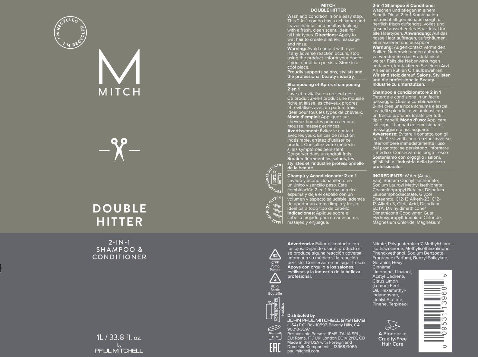 Rutina de ducha MITCH Double Hitter con aroma cítrico de mentol