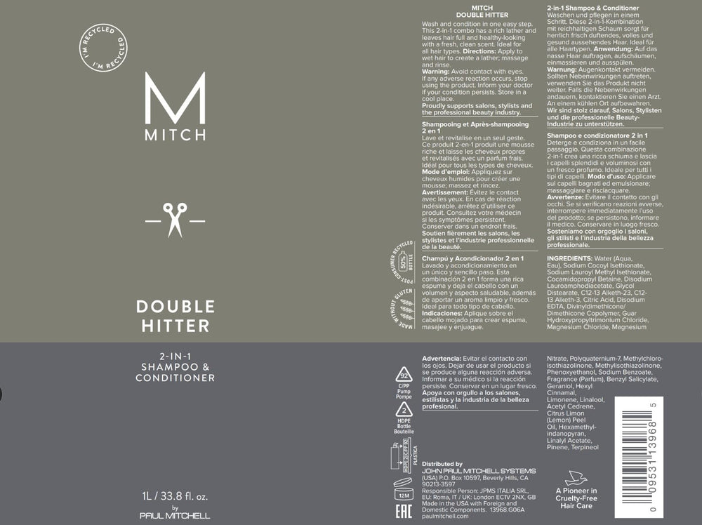 Rutina de ducha MITCH Double Hitter con aroma cítrico de mentol