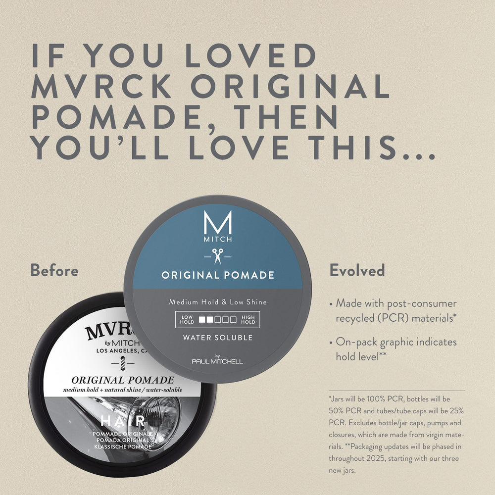MITCH Original Pomade textura dinámica para estilos modernos con brillo suave.