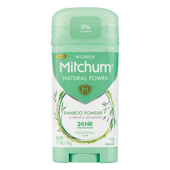 Mitchum Desodorante Natural Power para mujer con Eucalipto, barra, protección 24 horas sin aluminio.