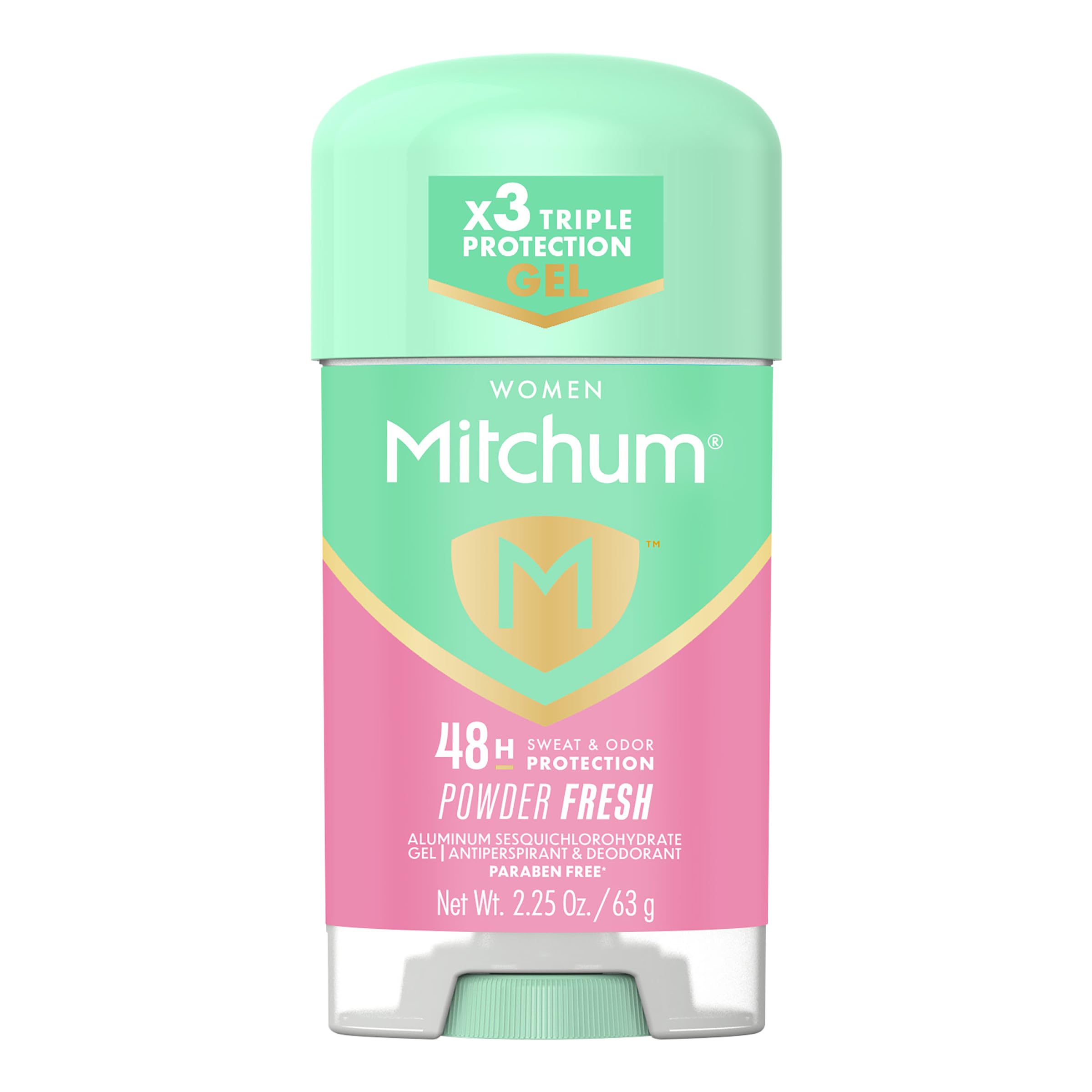 Mitchum gel transparente para aplicación suave y protección continua.