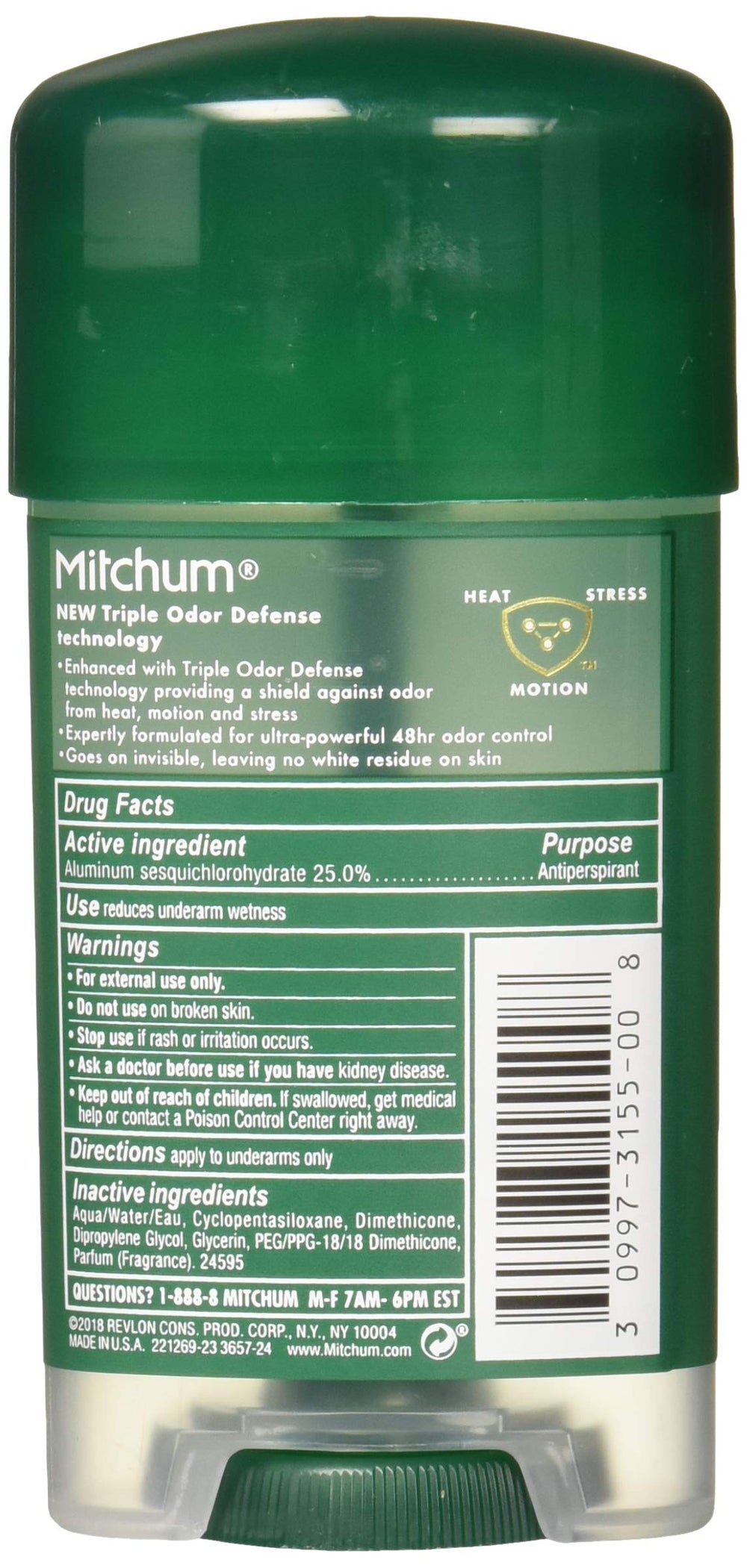 Mitchum Power Gel, aplicación de gel de secado rápido para uso diario.