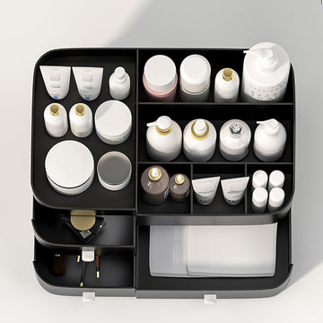 MIUOPUR Organizador de perfumes para hombre, superior con 8 compartimentos visibles.