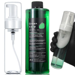 Miuxia jabón verde para tatuajes en frasco de 500 ml para limpieza profunda.