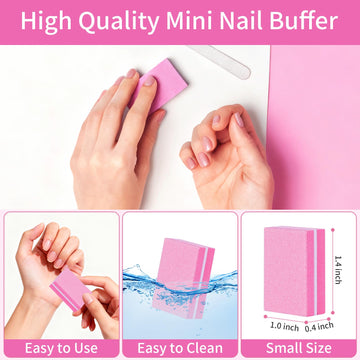 MixPeak buffer mini rosa, para uñas, ideal para manicura rápida y limpia.