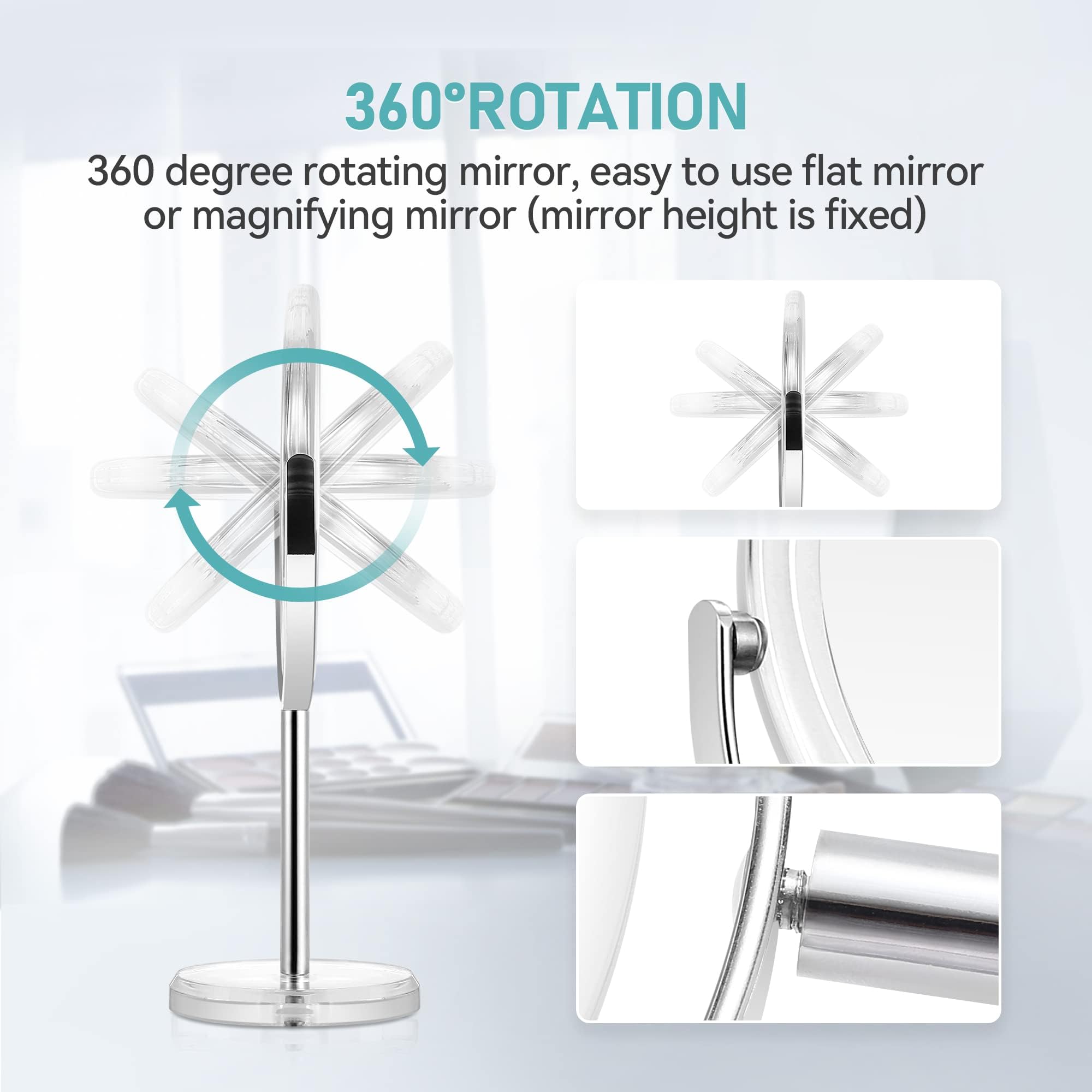 MIYADIVA Articulación 360° para ajustar ángulo y magnificación con comodidad.