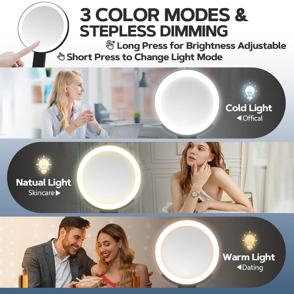 MIYADIVA Miroir lumineux, lumière réglable en 3 couleurs.