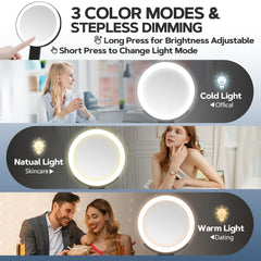 MIYADIVA Miroir lumineux, lumière réglable en 3 couleurs.