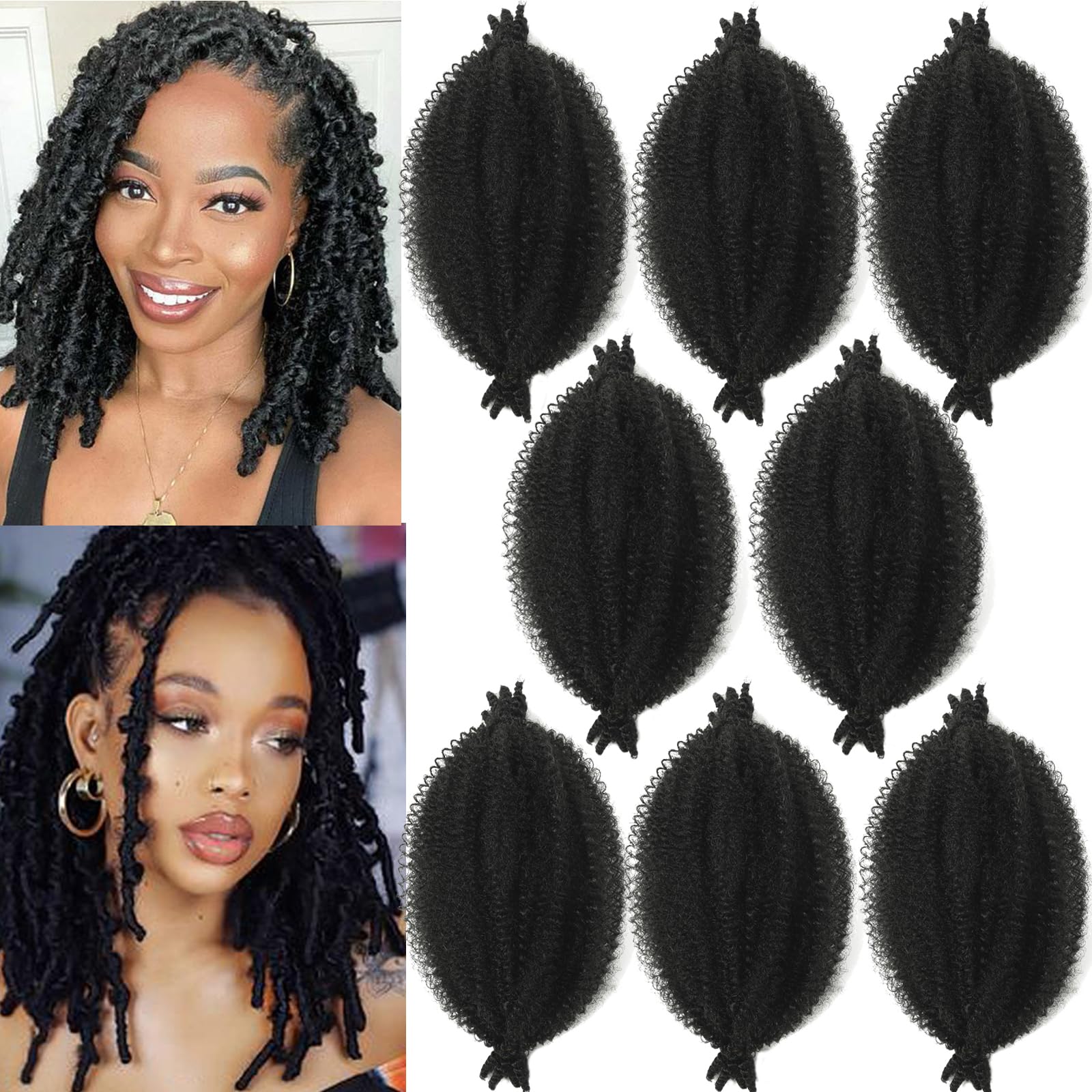Miyamarch Springy Afro Twist paquetes de 8 pulgadas listos para peinar diario