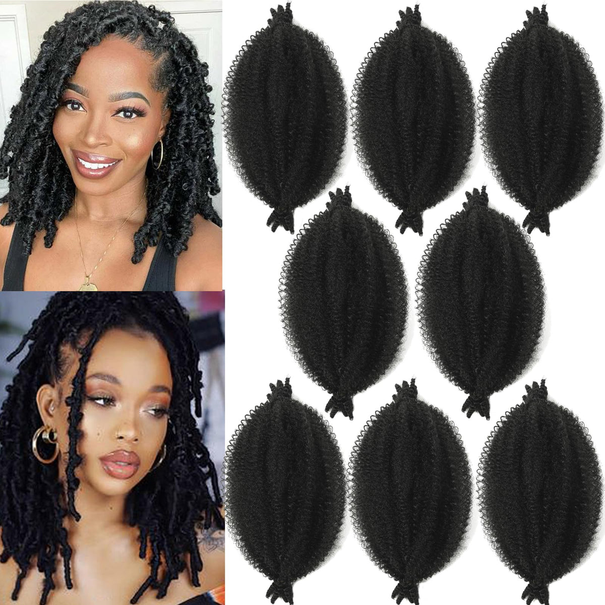 Miyamarch Springy Afro Twist paquetes de 8 pulgadas listos para peinar diario
