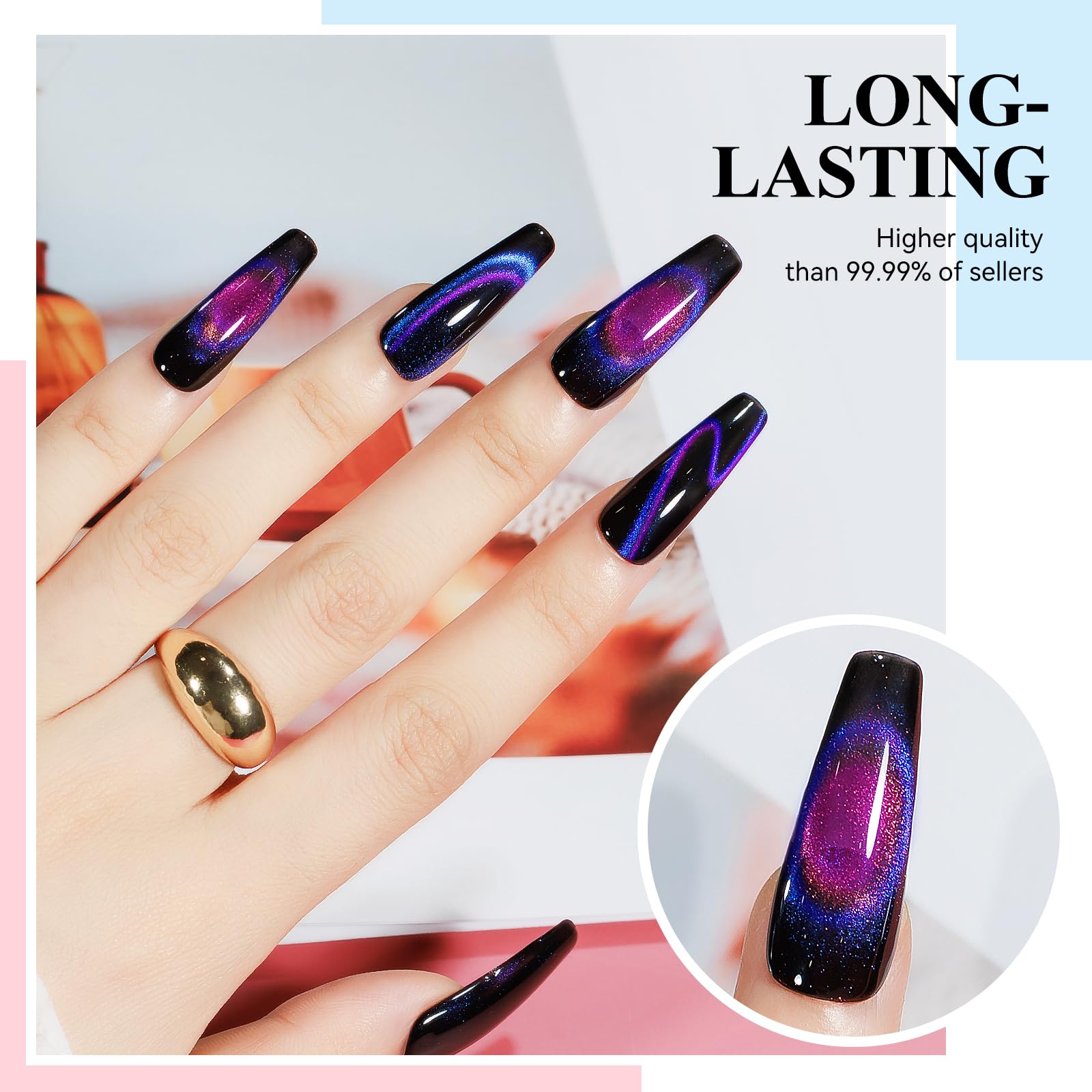 MIZHSE acabado brillante con gel cat-eye de larga duración