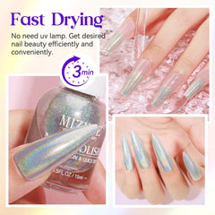 MIZHSE Acabado plateado cromado para uñas, ideal para efectos creativos.