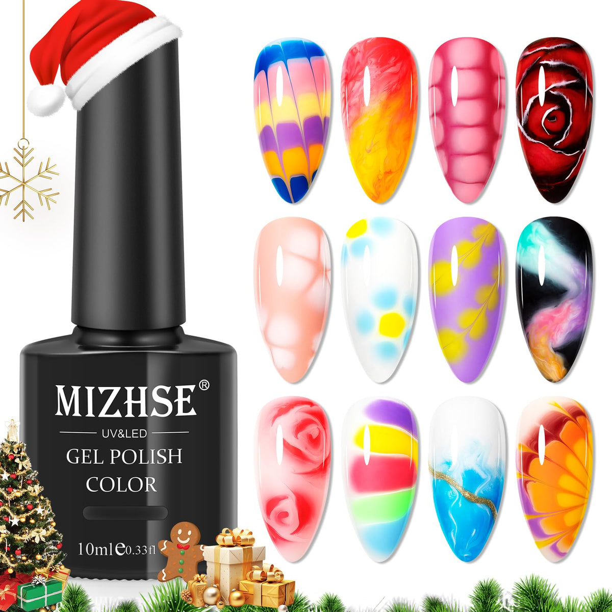 MIZHSE Blooming Gel Unas: efecto acuarela para diseño único.
