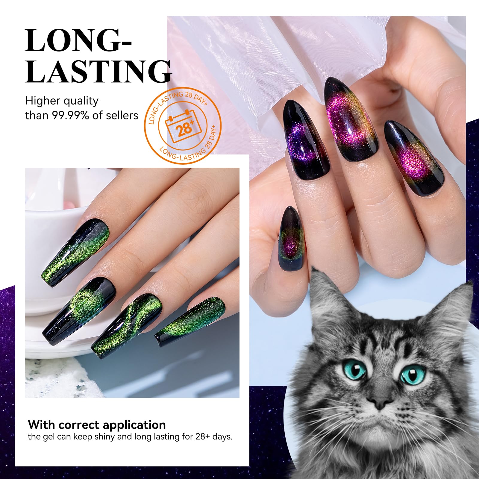 MIZHSE efecto camaleón y galaxia en gel cat-eye