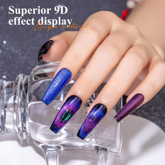 MIZHSE efecto cat-eye en uñas con brillo holográfico