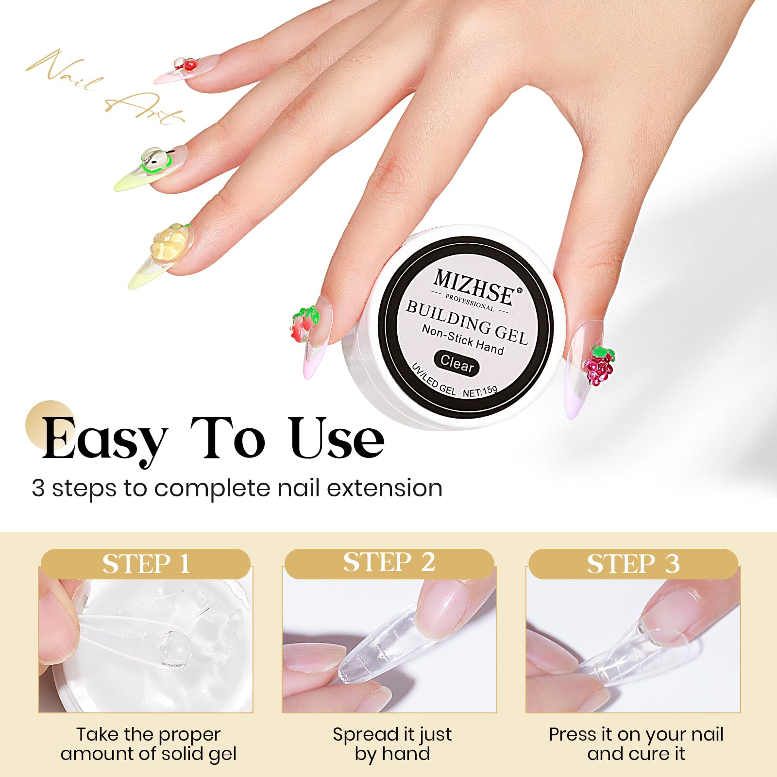 MIZHSE Gel de ensamblaje claro facilita extensiones en casa.