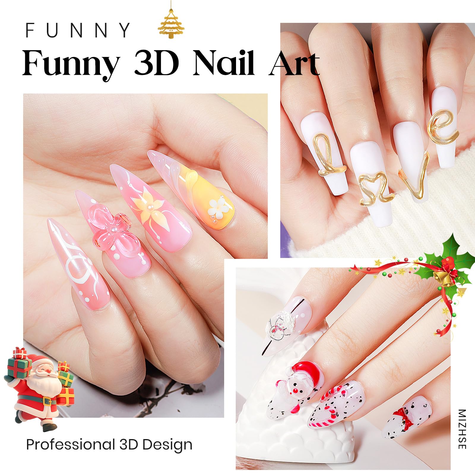 MIZHSE Escultura de uñas 3D con gel claro y resultados limpios.