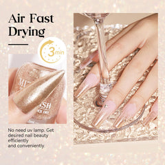 Esmalte MIZHSE Oro Metalico, acabado luminoso para manicura elegante.