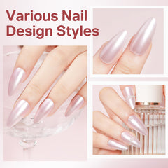 Aplicación en uñas con MIZHSE rosado perlado.