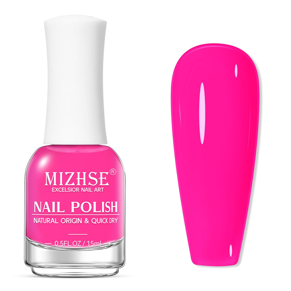 Esmalte secado rápido MIZHSE en botella, listo en minutos.
