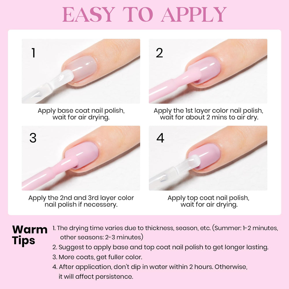 Esmalte MIZHSE tono rosa pastel para uso diario.