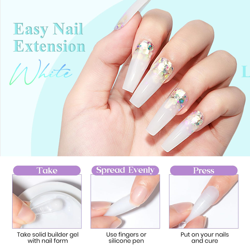 Extensiones de uñas 3D con gel MIZHSE para diseños duraderos.