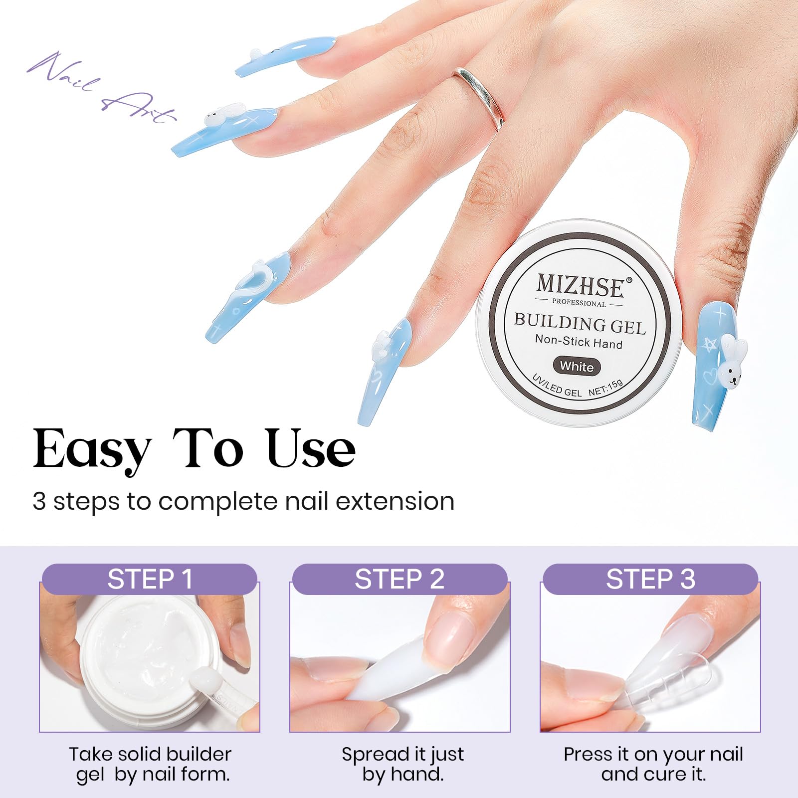 MIZHSE extensiones de uñas para un look profesional en casa.