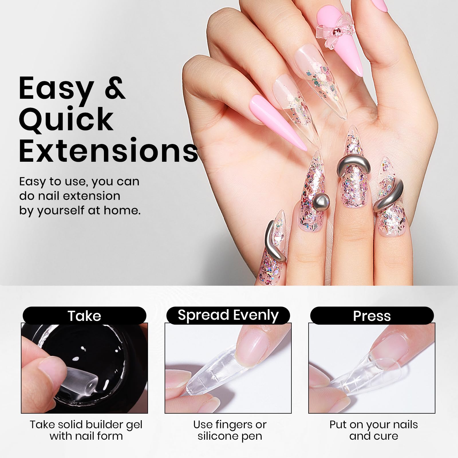 MIZHSE formas para uñas, 24 piezas para extensiones rápidas.