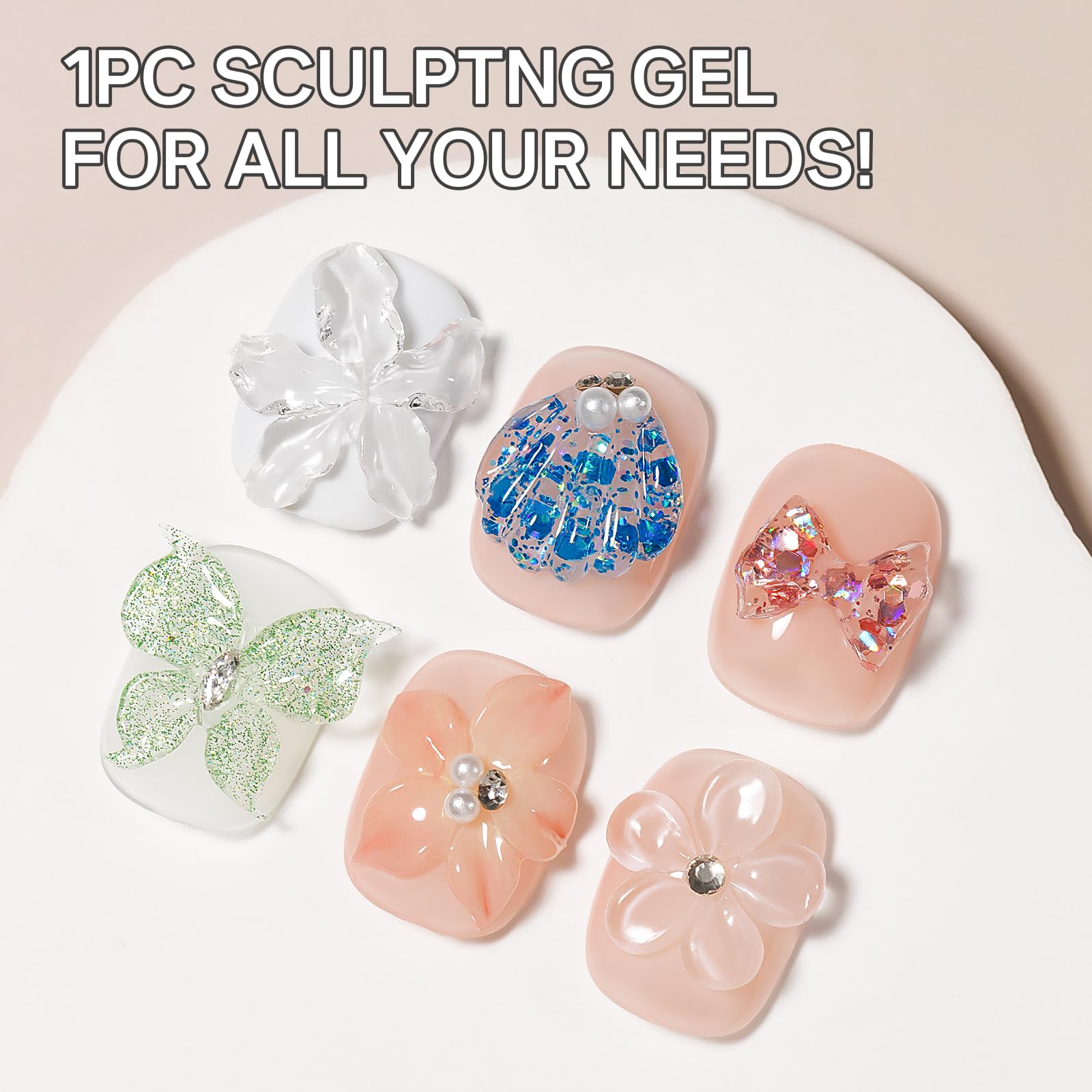 MIZHSE gel 3D flor detalle para uñas, creando diseños delicados