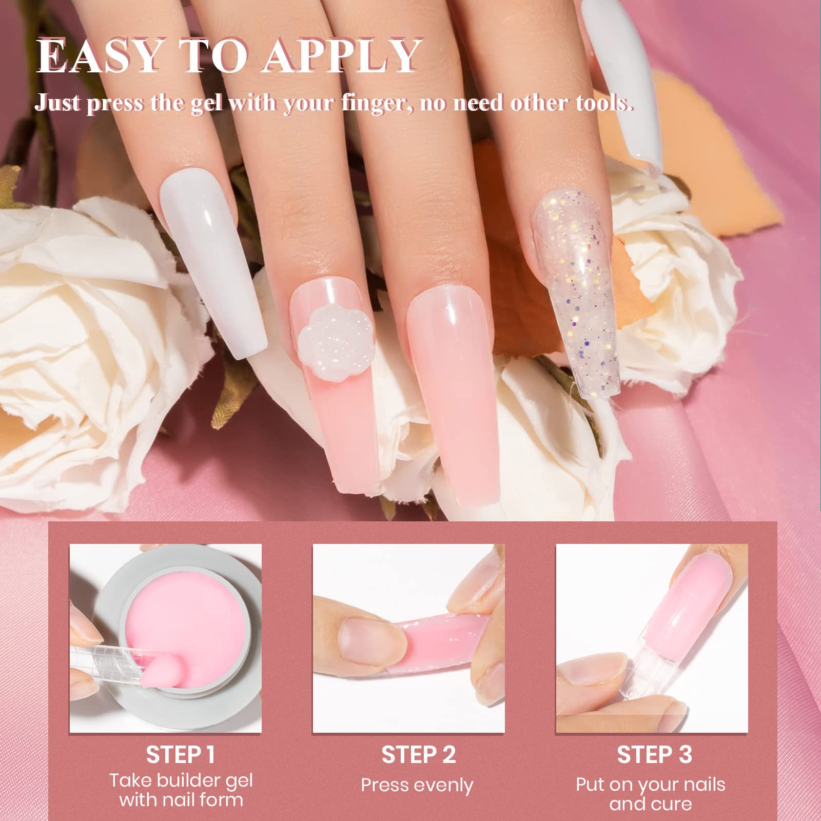 MIZHSE Gel Builder tapas de uñas incluidas para diseños