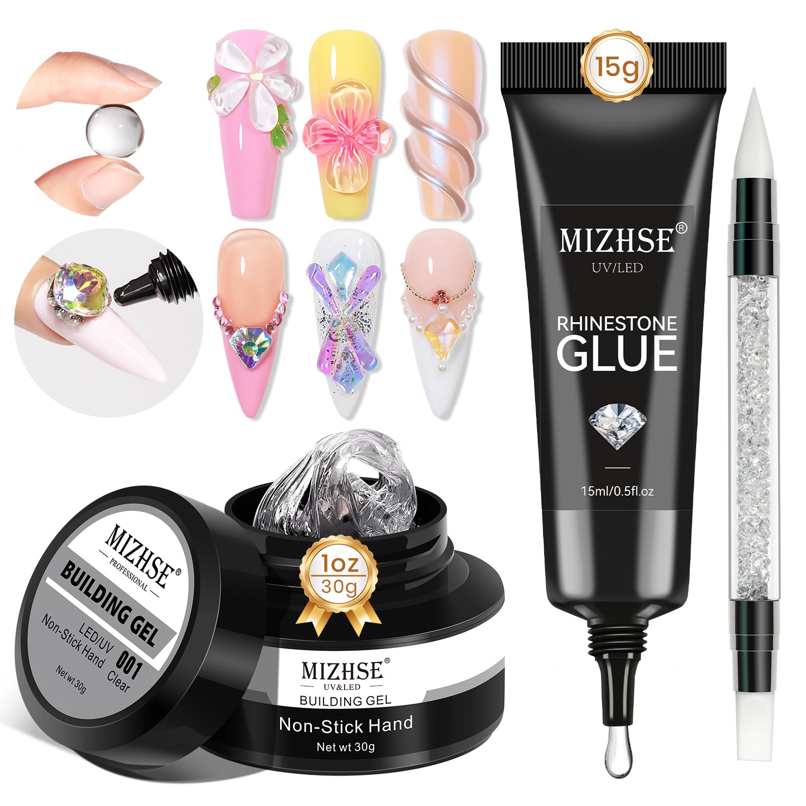 MIZHSE gel de construcción 30 g para uñas, extensión suave y duradera.