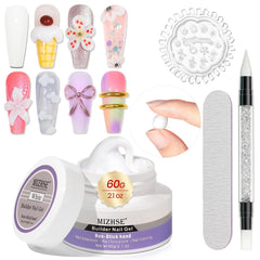 MIZHSE gel builder blanco 60 g para extensiones de uñas.